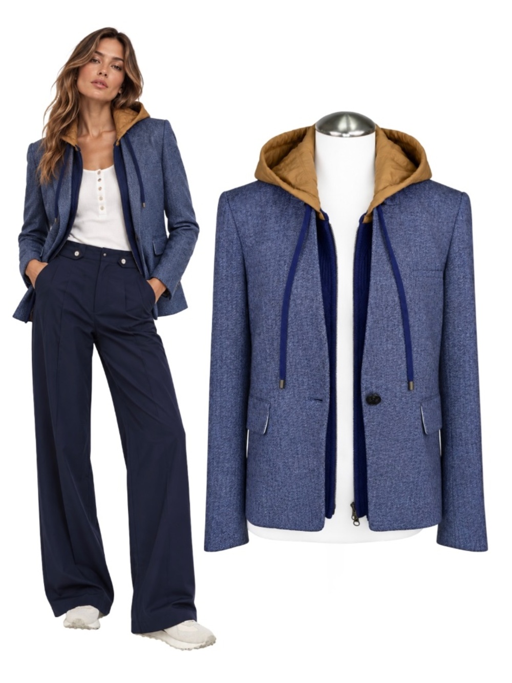 $595 Veronica Beard Upcollar Linen Blend Dickey Blazer Light Blue Size 4
